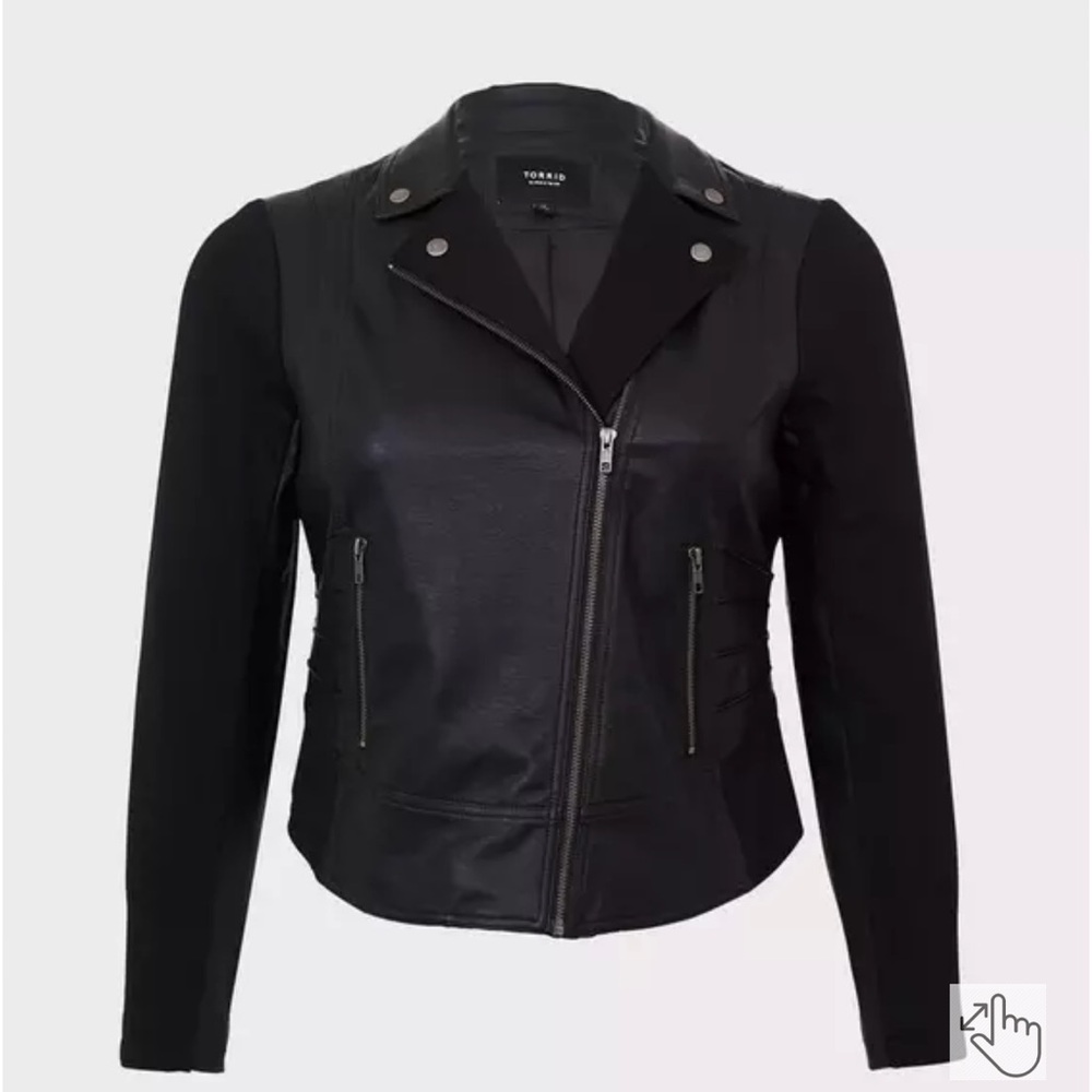 Torrid Black Faux Leather & Ponte Moto Jacket